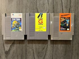 Set of Three NES Games: Time Lord, Low G Man, and The Adventures Of Rad Gravity