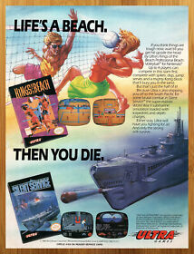1990 Kings of the Beach / Silent Service NES Vintage Print Ad/Poster Retro Art!