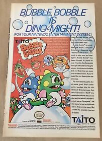 Bubble Bobble 1989 Print Ad promo retro Nintendo NES 1980s Taito video game