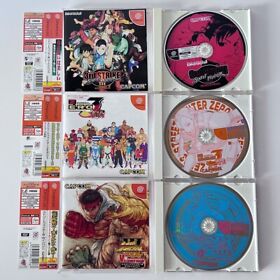 SEGA Dreamcast Street Fighter 3rd Strike Zero 3 W IMPACT Lot 3 Set Capcom DC JP
