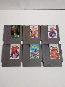 Nintendo NES Lot of 6 Games- Sports Tecmo Bowl, Bases Loaded, Hoops-Clean/Tested