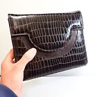 Vintage Leather Hand Bag - Roman Australia - Black Coffee Colour - Clutch Bag