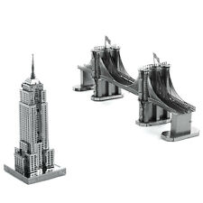 SET of 2 Metal Earth Brooklyn Bridge & Empire State Building 3D Steel Model Kits