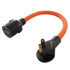 1.5 Ft. 10/3 STW 30 Amp TT-30P Rv/Travel Trailer Plug to 30 Amp L14-30R Adapter