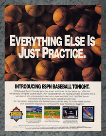 ESPN Baseball Tonight SNES Sega Genesis Sega CD Print Ad Vintage Art A 1994