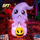5FT Tall Inflatable Halloween Cute Ghost and Pumpkin Dazzling Colorful  Light   