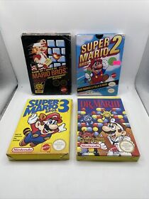 Super Mario Bros 1, 2, 3 + Dr Mario Nintendo NES Games Complete In Boxes CIB PAL