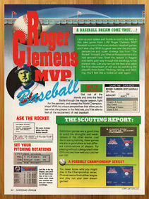 1991 Roger Clemens MVP Baseball NES Print Ad/Poster Authentic Video Game Art