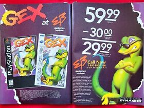 RARE! 1996 EB Electronics Boutique GEX Sega Saturn Video Game 2pg Promo PRINT AD
