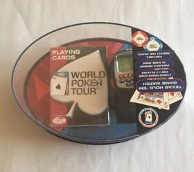 WPT Texas Hold'Em Game Watch w/ Official World Poker Tour Playing Cards Set NIP