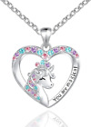 Unicorns Gifts for Girls Unicorn Necklace for Little Girls Women CZ Unicorn Hear