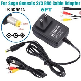 For Sega Genesis (Model 2 & 3)  Power Supply & AV RAC Cable Adapter TV Hookups
