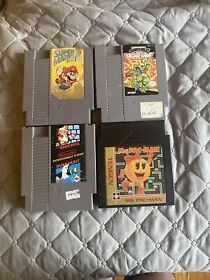 Nintendo NES Mario Games Lot Super Mario Bros 1,3 And Ms Pac Man Ninja Turtles 2
