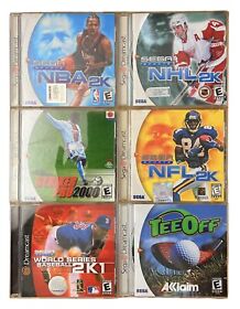 Sega Dreamcast Sports Bundle 6 Pc. Set NHL NFL NBA 2K MLB 2K1 Tested Working CIB