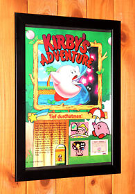 1993 Kirby's Adventure NES Game Boy Vintage Small Promo Poster / Ad Page Framed