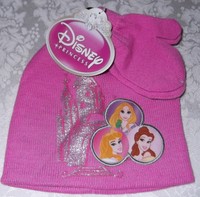 Toddler Girl Hat and Mittens Set Pink Disney Princess One Size NWT
