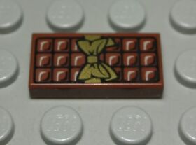 LEGO Tile - Tile 1x2 New Brown with Decor Chocolate (1426 #)