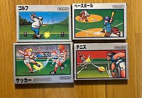 Golf Baseball Soccer Tennis Famicom Silver Box Japan Nintendo 4 Game Lot