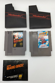 Super Mario Bros 1 & 2 Game Lot for Nintendo NES Authentic Cartridge Sleeve