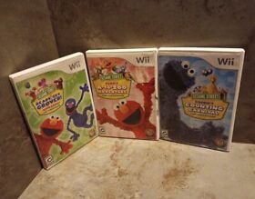 Sesame Street Wii LOT OF 3 A to Zoo Adventure Counting Carnival Ready Set Grover