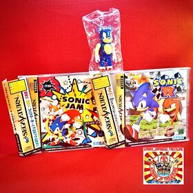 Lot 2 Set Sega Saturn Sonic Jam R the Headgehog SS w/Spine Japan JP segasaturn