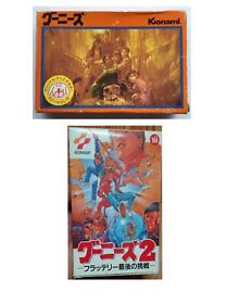 Goonies1 & 2 Set Famicom NES Konami Used Japan Action Game Boxed Tested Working