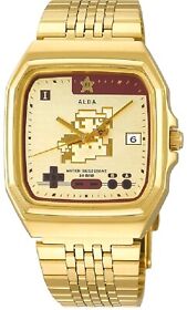 Seiko ALBA ACCK711 Super Mario Bros. Limited Quartz Watch Gold Famicom JAPAN