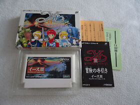 Ys III Wanderers from Ys Famicom game with box & booklet Japanese NTSC