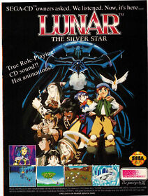 Lunar The Silver Star 1992 Sega CD print ad Vintage Original