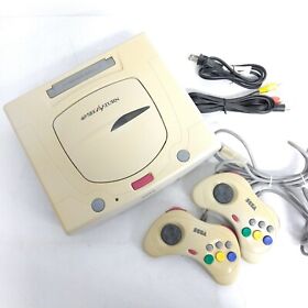Sega Saturn White Console Japaneses sytem Bundle with 2 controllers tested 0224Y