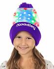 The Noodley Flashing Light Up Beanie Hat Funny Glow Kids Toy Pom Cap (One Size)