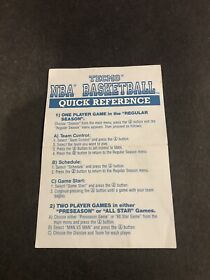 nes tecmo nba basketball Quick Reference insert