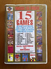 Maxi-15 Pack HES Cartridge Nintendo Nes In Box Includes Instructions Booklet