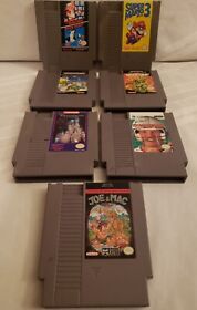 7 NES Nintendo Video Games Duck Hunt  - Mario 3 - TMNT - Joe & Mac - John Elway 