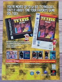 Tetris Plus Playstation 1 PS1 Sega Saturn Vintage 1996 Promo Ad Art Print Poster