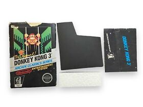 Nintendo NES Black Box Donkey Kong 3 - Box + Instructions + Styrofoam Case Only