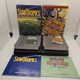 NES Star Tropics Lot l & II Zoda’s Revenge CIB W/Manual & Box Tested, Working 