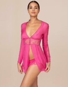 Agent Provocateur Willa Pink Silk Gown AP4 Large NWT