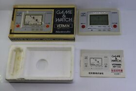 Nintendo Game & Watch Silver Screen Vermin Made in Japan 1980 Great Cond.