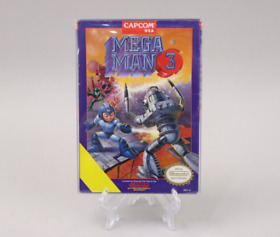 Mega Man 3 Nintendo NES EN CAJA con ex. Raro Sin Banner Amarillo Caja de Texto, Manual +