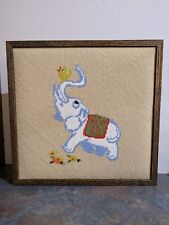 Complete Elephant Bird Child Room Decor Needle Point Professional Framed Picture