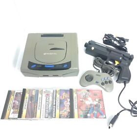 Sega Saturn Console Japanese Gray system Virtua Gun controller & 5 games bundle