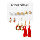 2024 6pair/set Christmas Xmas Stud Earrings Set Women Drop Dangle Jewellery Gift