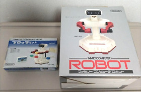 Junk Nintendo Famicom Robot w/ Manual, Box HVC-012 + Block Set USED Japan F/S