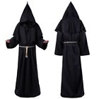 Adult Halloween Mens Monk Cosplay Robe Cloak Capes Friar Medieval Priest Costume
