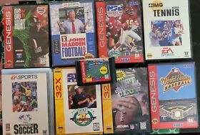 12 Sega Genesis & 2 32x used sports game lot: Baseball, Football, Soccer, Golf
