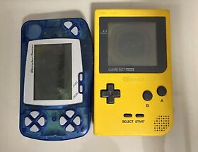 Wonderswan (Blue) & Nintendo Game Boy Pocket GBP (yellow) Total 2 Consoles- Junk