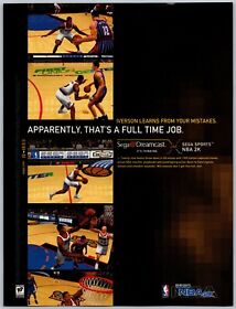 NBA 2K Sega Dreamcast Game Promo Feb, 2000 Full Page Print Ad