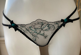 Agent Provocateur M aqua black tattoo thong CALLIE sheer lace embroidery AP3