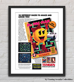 Mr. Pac-Man Tengen Nintendo NES Glossy Promo Ad Poster Unframed G3813